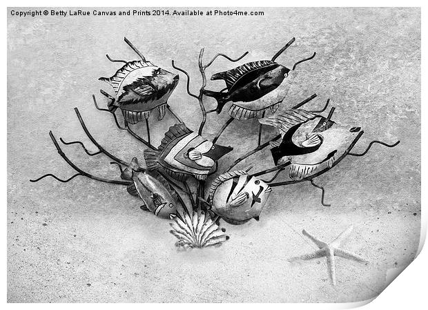 Tropical Fish in black and white Print by Betty LaRue