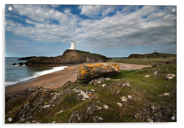 Tŵr Mawr lighthouse Llanddwyn Island  Anglesey Acrylic by Eddie John