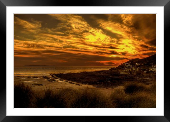 Croyde Bay twilight. Framed Mounted Print by Dave Wilkinson North Devon Ph