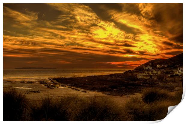 Croyde Bay twilight. Print by Dave Wilkinson North Devon Ph