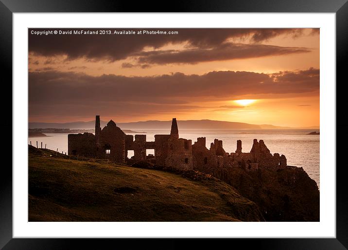 Sunset over Dunluce Castle Framed Mounted Print by David McFarland