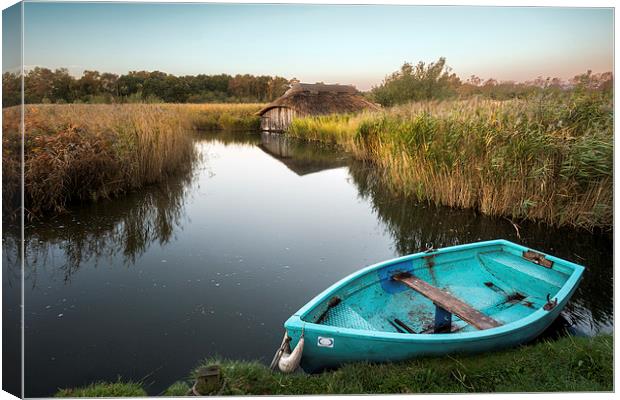 Blue Dingy at Hickling Broad Canvas Print by Stephen Mole