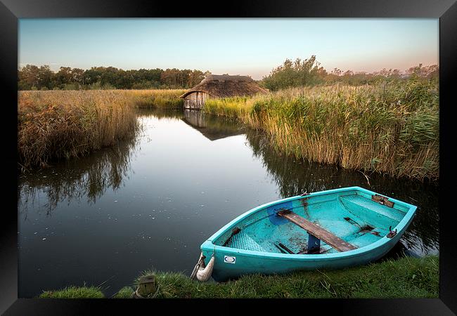 Blue Dingy at Hickling Broad Framed Print by Stephen Mole