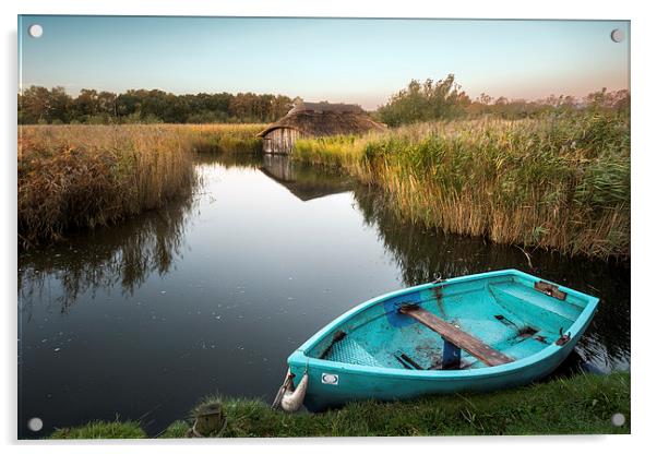 Blue Dingy at Hickling Broad Acrylic by Stephen Mole