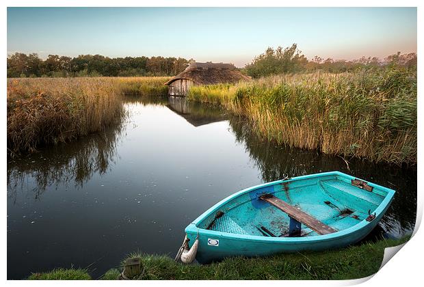 Blue Dingy at Hickling Broad Print by Stephen Mole