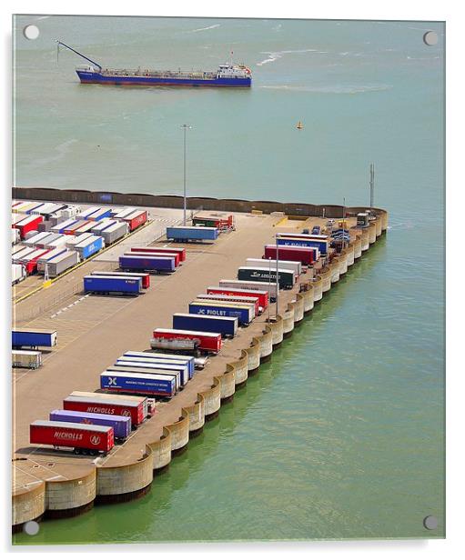 Dover harbour container parking. Acrylic by Robert Cane
