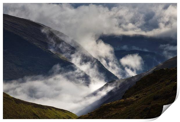 Mist in a valley Print by Rory Trappe