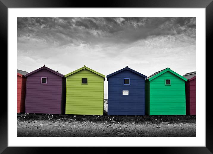 Beach Huts Framed Mounted Print by Graham Custance
