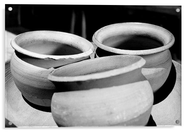 Clay pots in Dover castle Acrylic by Robert Cane