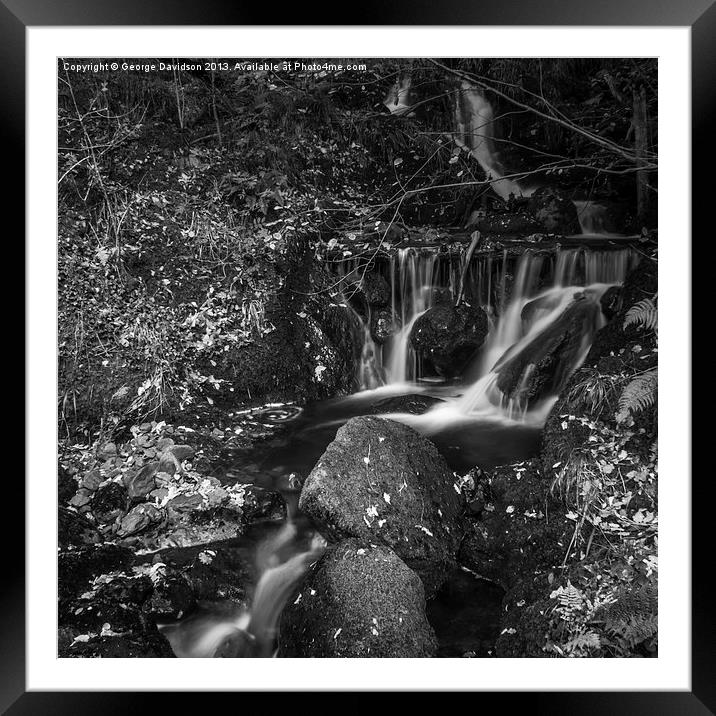 Water Falling - Mono Framed Mounted Print by George Davidson