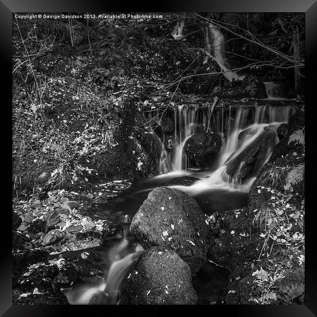 Water Falling - Mono Framed Print by George Davidson