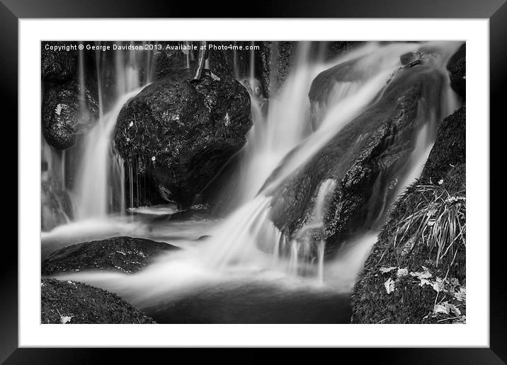 Water Flow - Mono Framed Mounted Print by George Davidson