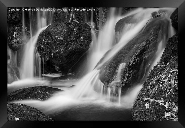 Water Flow - Mono Framed Print by George Davidson