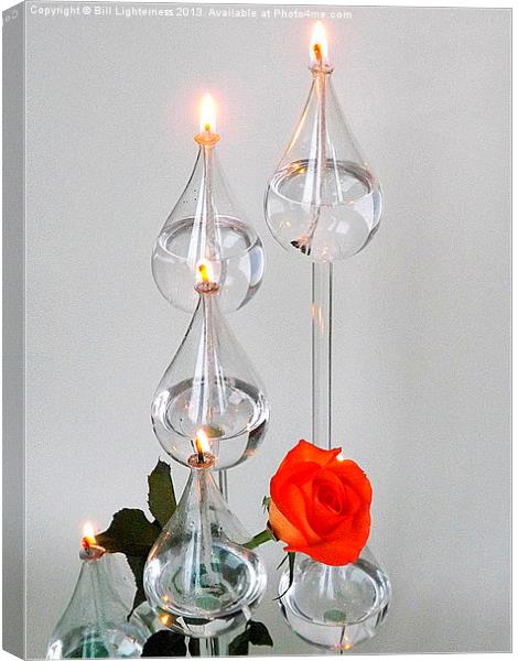 Oil Lamp and Orange Rose Canvas Print by Bill Lighterness