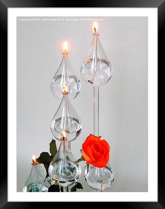 Oil Lamp and Orange Rose Framed Mounted Print by Bill Lighterness