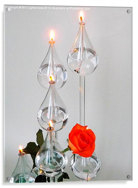 Oil Lamp and Orange Rose Acrylic by Bill Lighterness