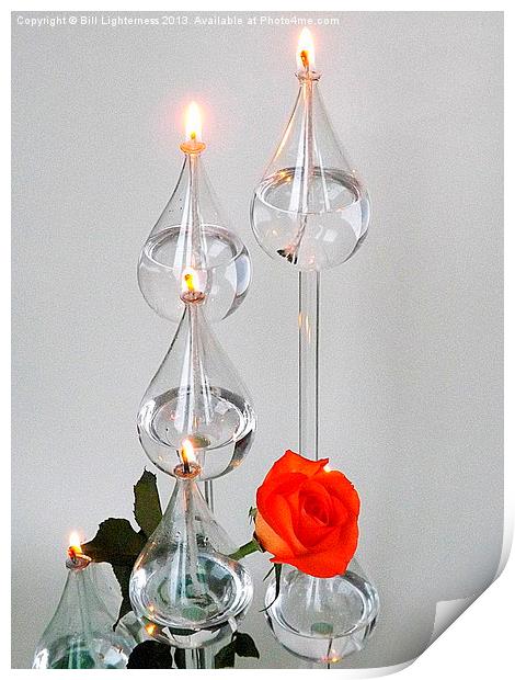 Oil Lamp and Orange Rose Print by Bill Lighterness