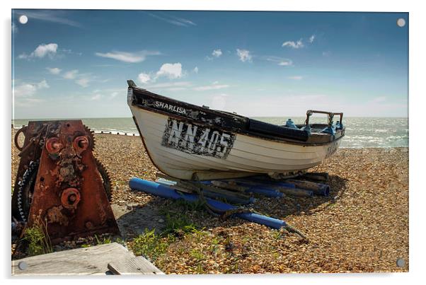 Fishing boat on Eastbourne Beach Acrylic by Matthew Silver