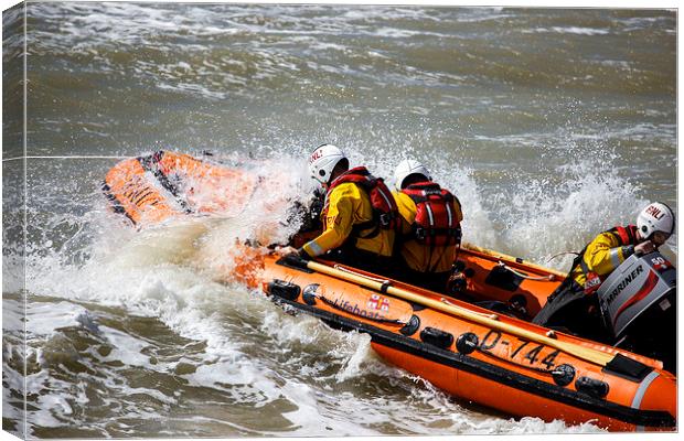 Lifeboat launch Eastbourne, East Sussex Canvas Print by Matthew Silver