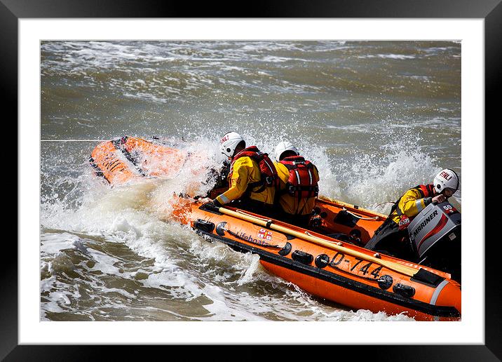 Lifeboat launch Eastbourne, East Sussex Framed Mounted Print by Matthew Silver