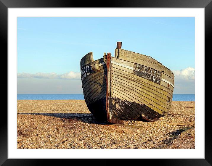 Greatstone Beach, Old Fishing Boat Framed Mounted Print by Robert Cane