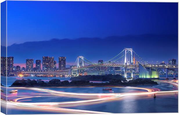 Tokyo Bay With Rainbow Bridge Canvas Print by Duane Walker
