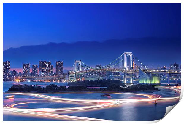 Tokyo Bay With Rainbow Bridge Print by Duane Walker