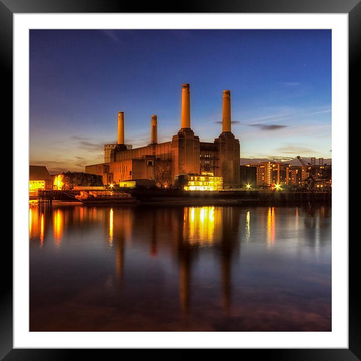 Battersea Power Station @ Twilight Framed Mounted Print by Ian Hufton