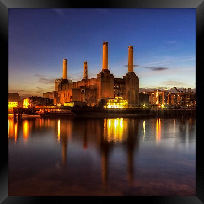Battersea Power Station @ Twilight Framed Print by Ian Hufton