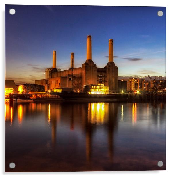 Battersea Power Station @ Twilight Acrylic by Ian Hufton