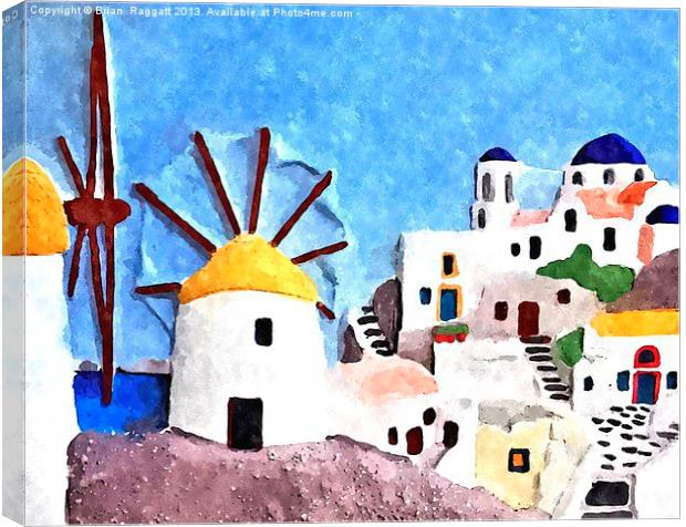 Greek island Windmills Canvas Print by Brian  Raggatt