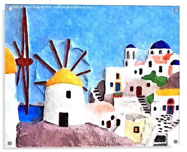 Greek island Windmills Acrylic by Brian  Raggatt