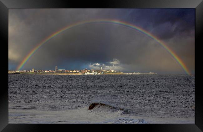 Rainbow Over Southwold Framed Print by Darren Burroughs