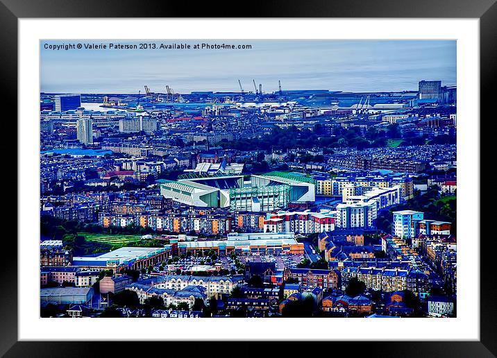 A View to Hibernian Football Club Framed Mounted Print by Valerie Paterson