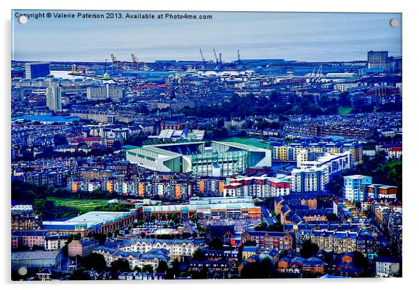 A View to Hibernian Football Club Acrylic by Valerie Paterson