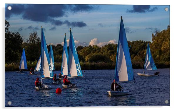 Dinghy Sailing at Dinton Pastures Acrylic by colin chalkley