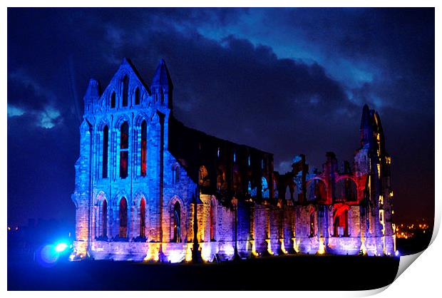 The Illuminated Whitby Abbey Print by Gabriela Olteanu