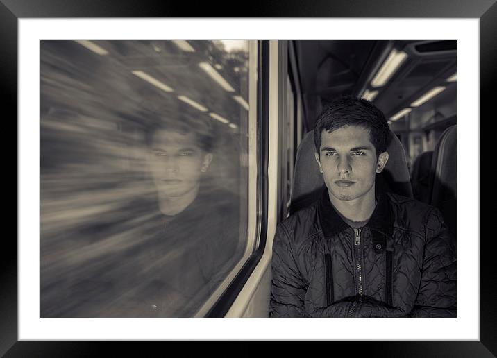 Man on a train Framed Mounted Print by Jonny Essex