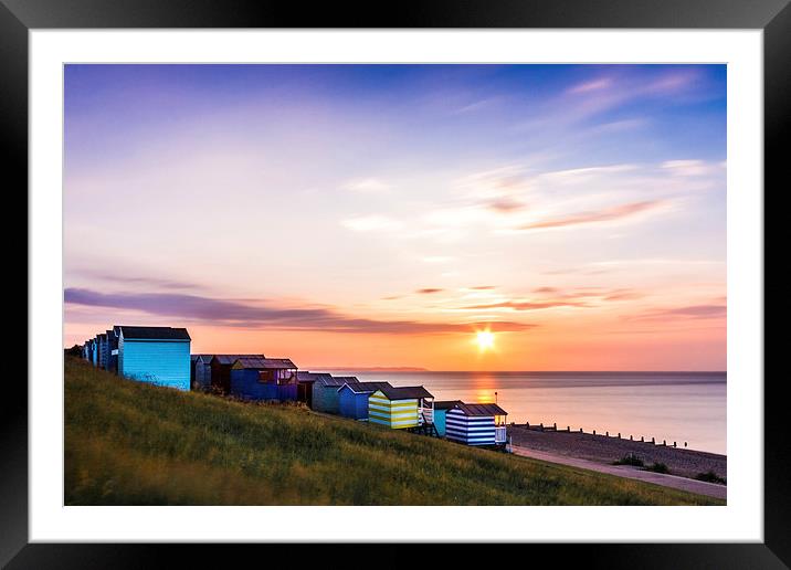 Beach Huts at Sunset Framed Mounted Print by Ian Hufton