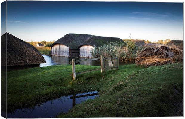 Thatched Boathouses Canvas Print by Stephen Mole