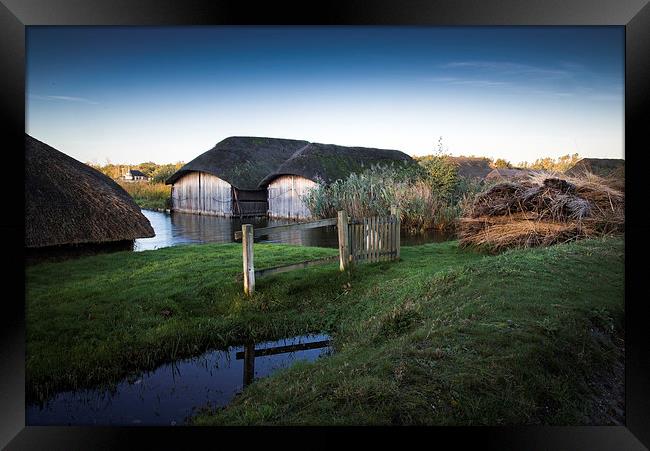 Thatched Boathouses Framed Print by Stephen Mole