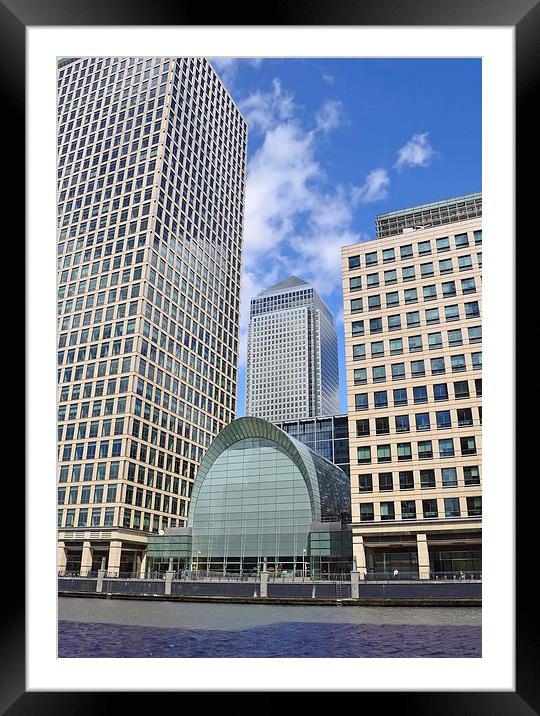 London Docklands Canary Wharf Framed Mounted Print by Diana Mower