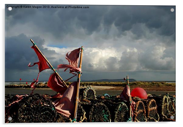 Ragged Flags and Lobster Pots Acrylic by Karen Magee