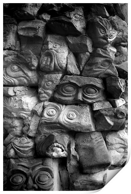 Wall of faces Print by Ray Pritchard
