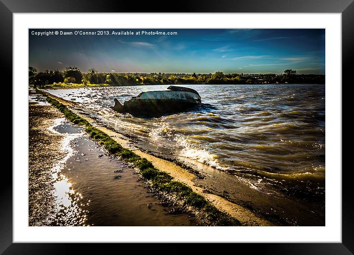Riverside Wreck at High Tide Framed Mounted Print by Dawn O'Connor