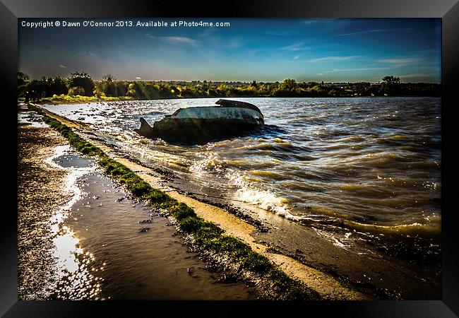 Riverside Wreck at High Tide Framed Print by Dawn O'Connor