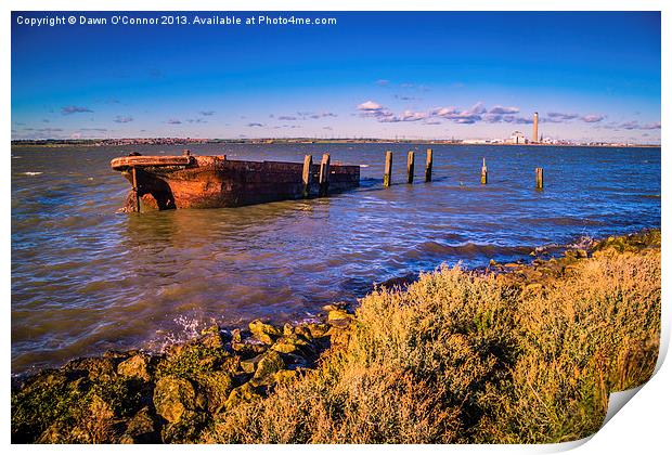 Riverside Wreck at High Tide Print by Dawn O'Connor
