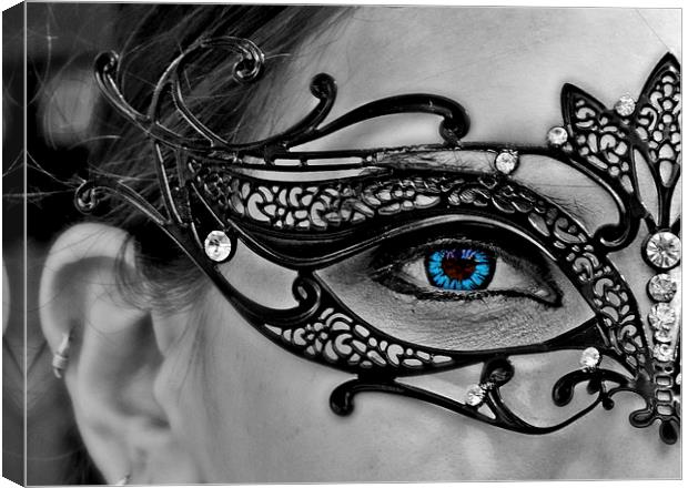Stunning eye thru an elegant mask Canvas Print by Tom and Dawn Gari