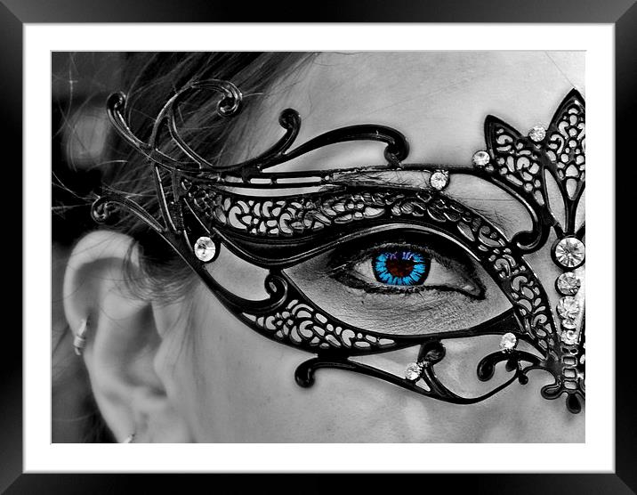 Stunning eye thru an elegant mask Framed Mounted Print by Tom and Dawn Gari