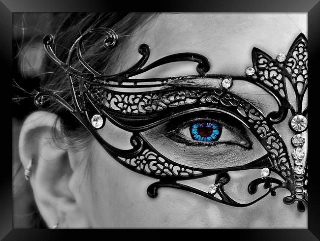 Stunning eye thru an elegant mask Framed Print by Tom and Dawn Gari